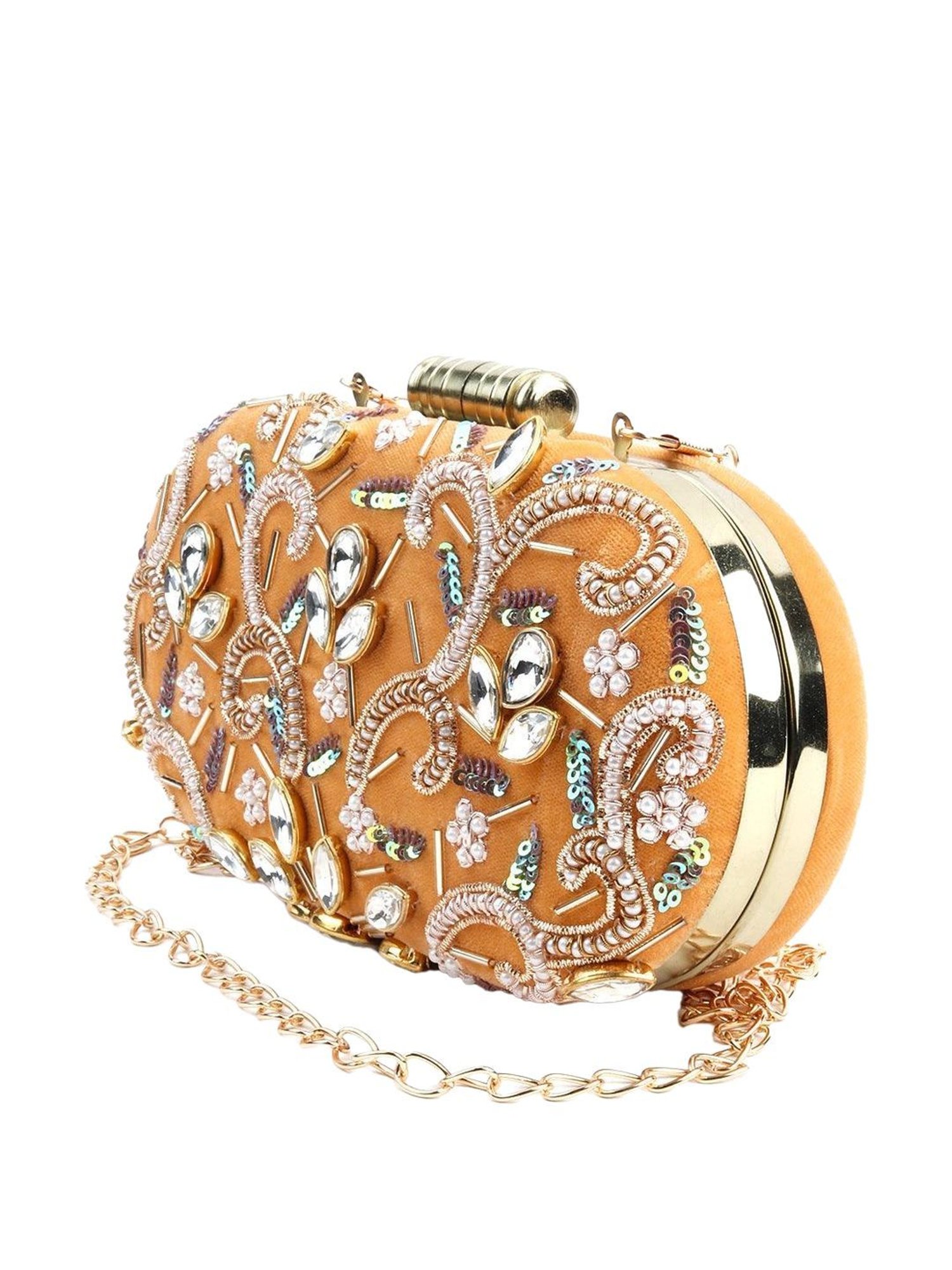 Odette Yellow Embellished Sling Handbag