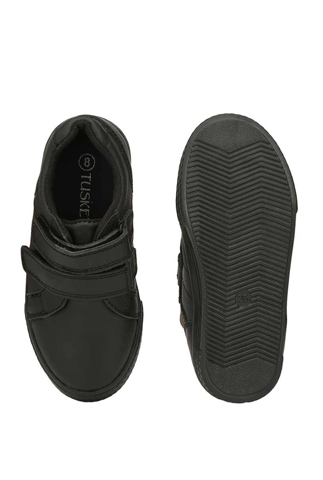Tuskey Kids Black Leather Sneakers