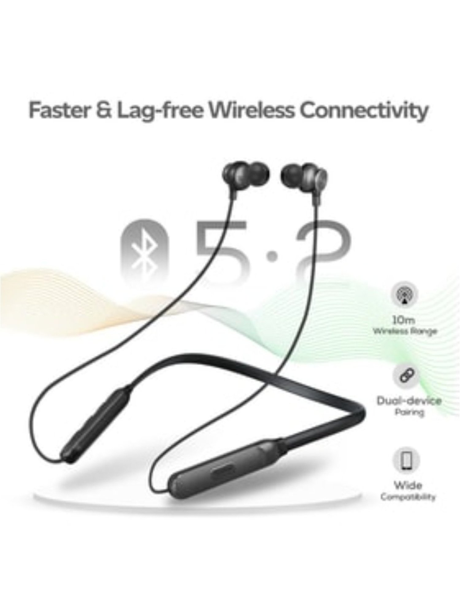 PTron Tangent Duo Bluetooth 5.2 Wireless in-Ear Earbuds with Mic, 24 Hours Playback (Black)