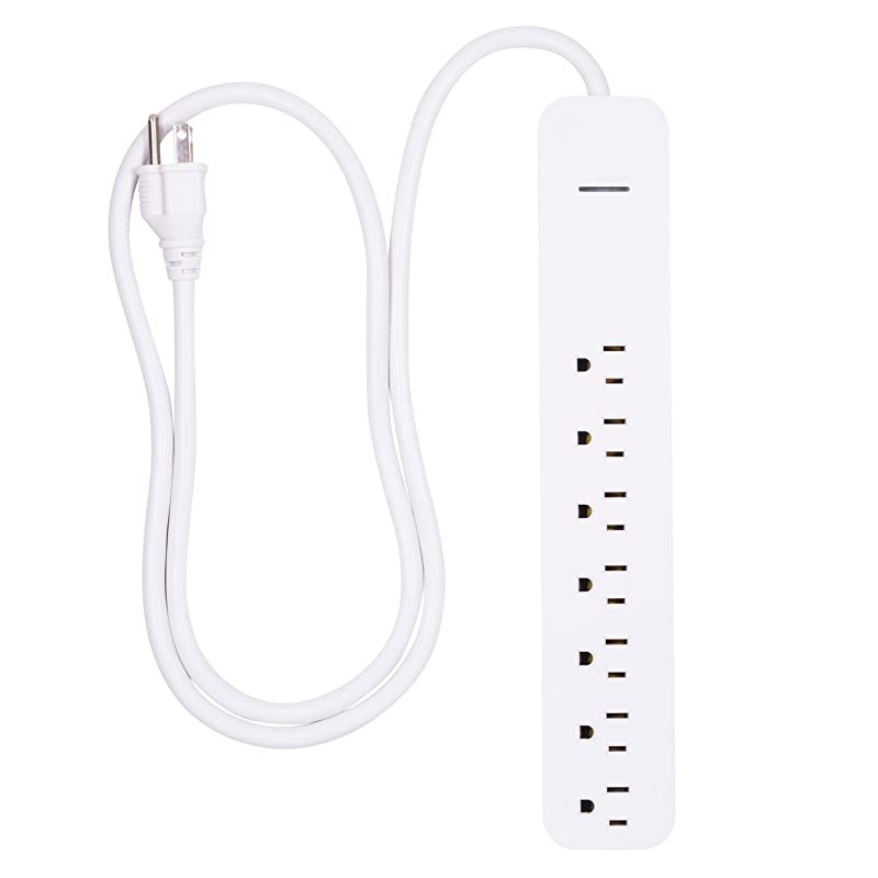 Power Strip Sur Protector 7 Outlets Long Power Cord 4ft Wall Mount Warranty White 36358