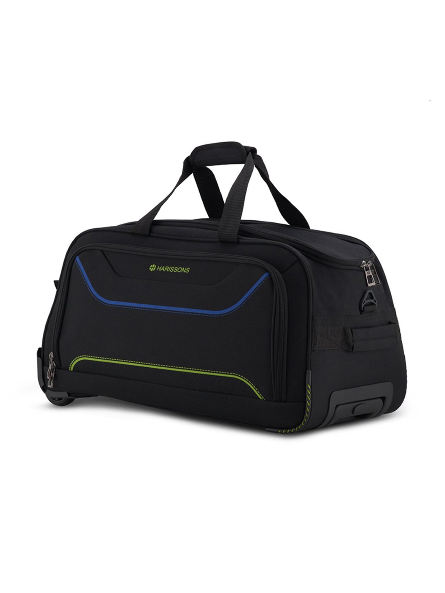 Harissons Black & Green Printed Large Duffel Trolley Bag - 24 inch