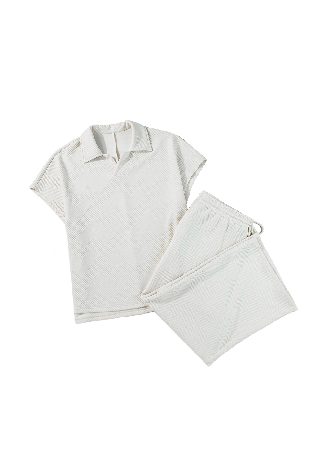 Rose Red Solid Waffle Knit Plus Size Two Piece Shorts Set