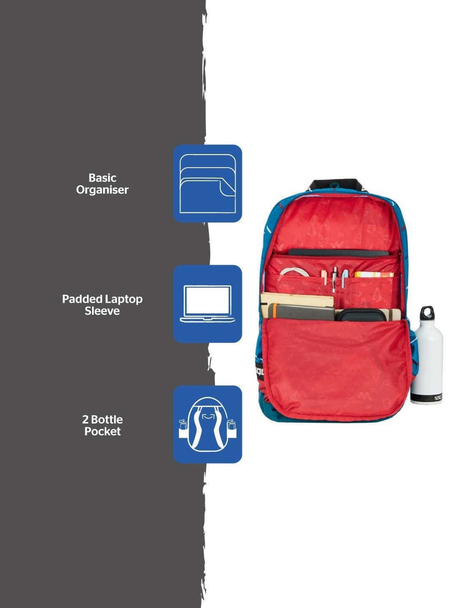 Wiki 40 Ltrs Blue Medium Backpack