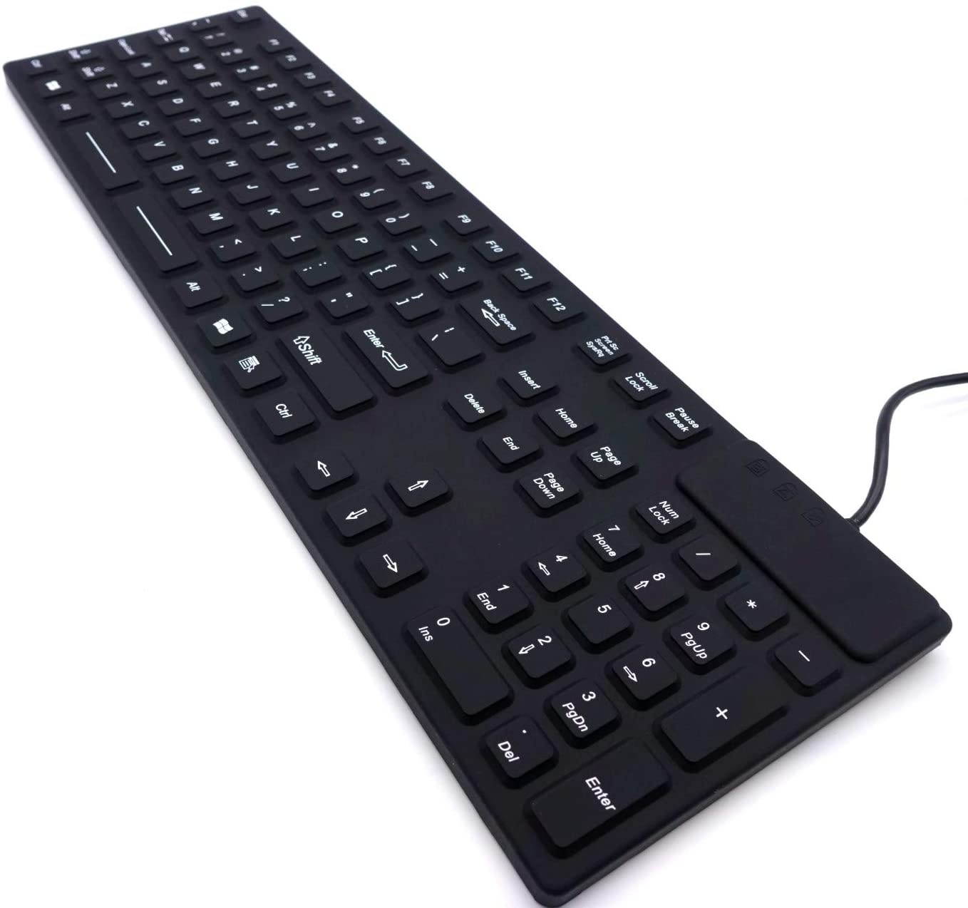 DSI LED Backlit Keyboard with Number Pad - Industrial IP68 Waterproof Rugged Silicone IKB106BL