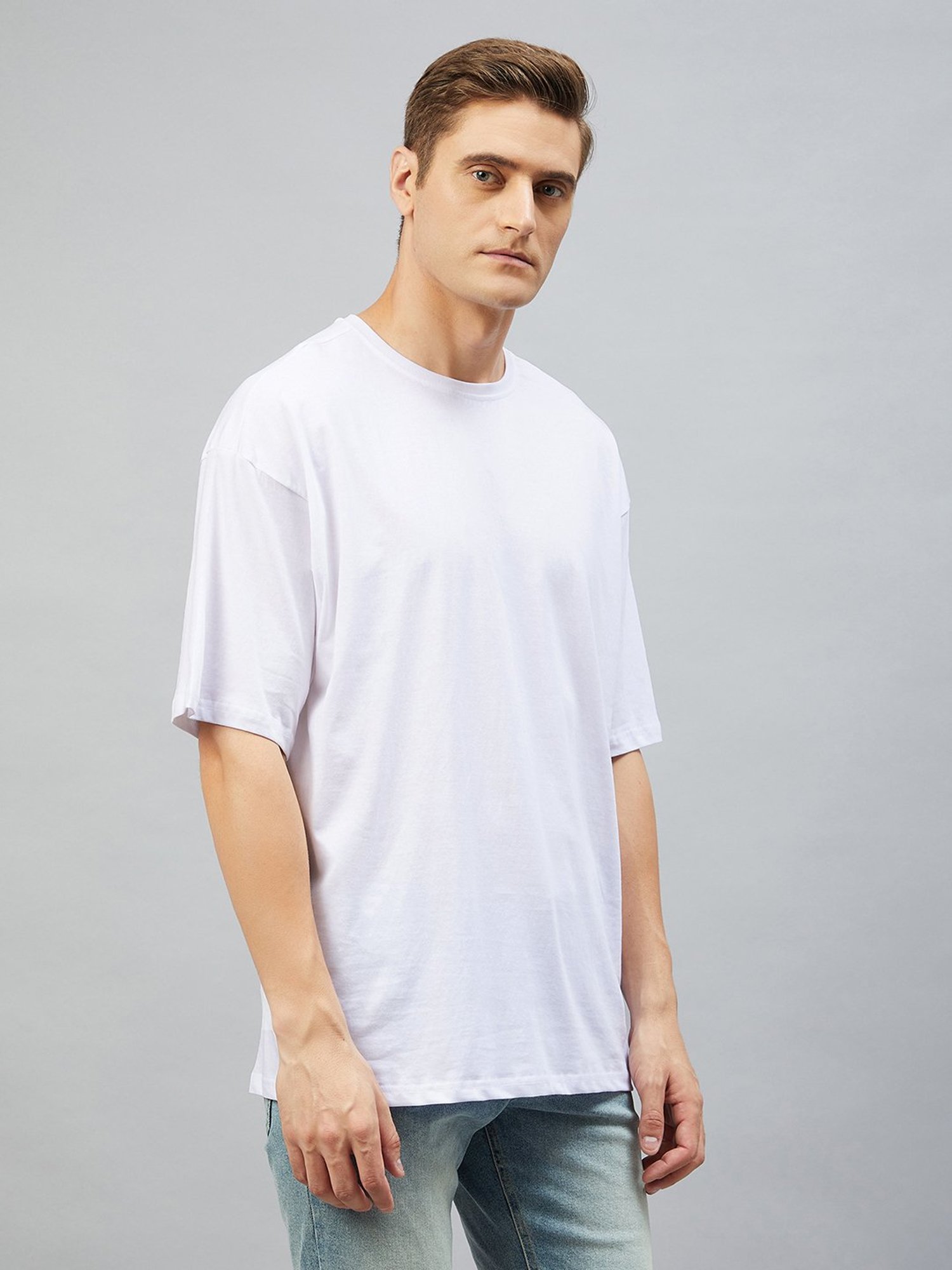CHIMPAAANZEE White Loose Fit Oversized Crew T-Shirt