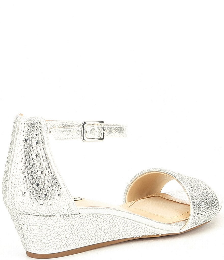 Alex Marie Mairithree Rhinestone Embellished Ankle Strap Wedge Sandals