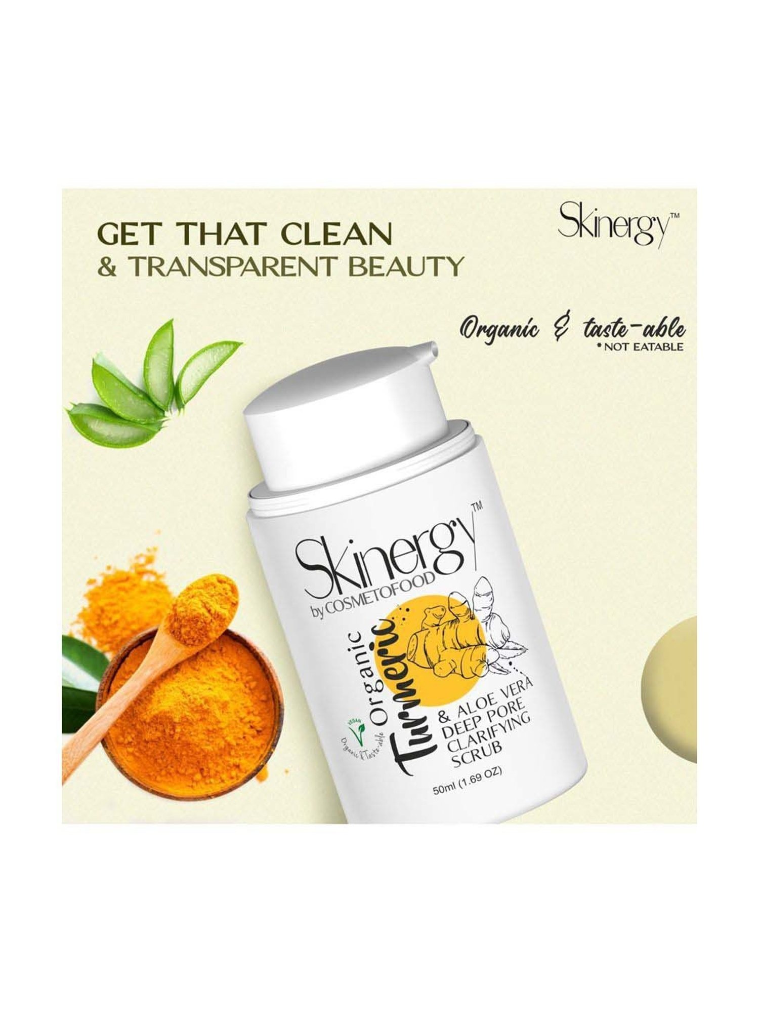 Cosmetofood Skinergy Organic Turmeric & Aloe Vera Clarifying Face Scrub - 50 ml