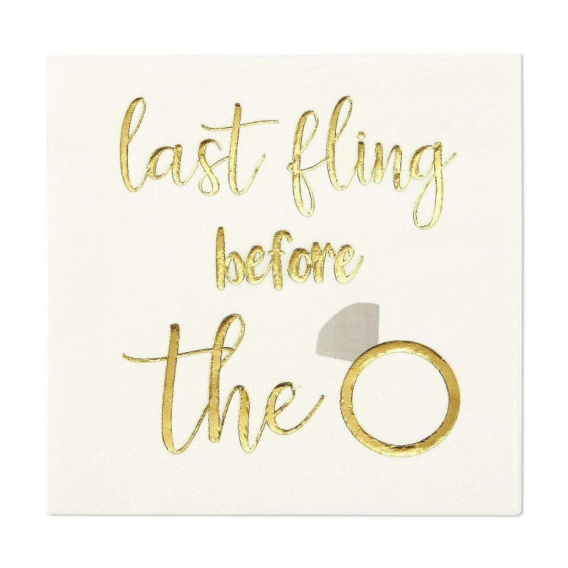 Blue Panda 50-Pack Last Fling Before The Ring Disposable Paper Napkins 5" Bachelorette Party Supplies