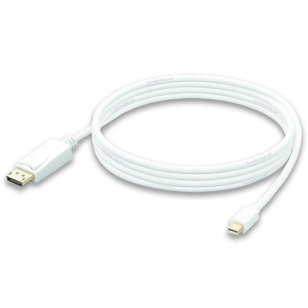 SatelliteSale Mini DisplayPort DP to Display Port White Gold Plated Cable 15 ft.