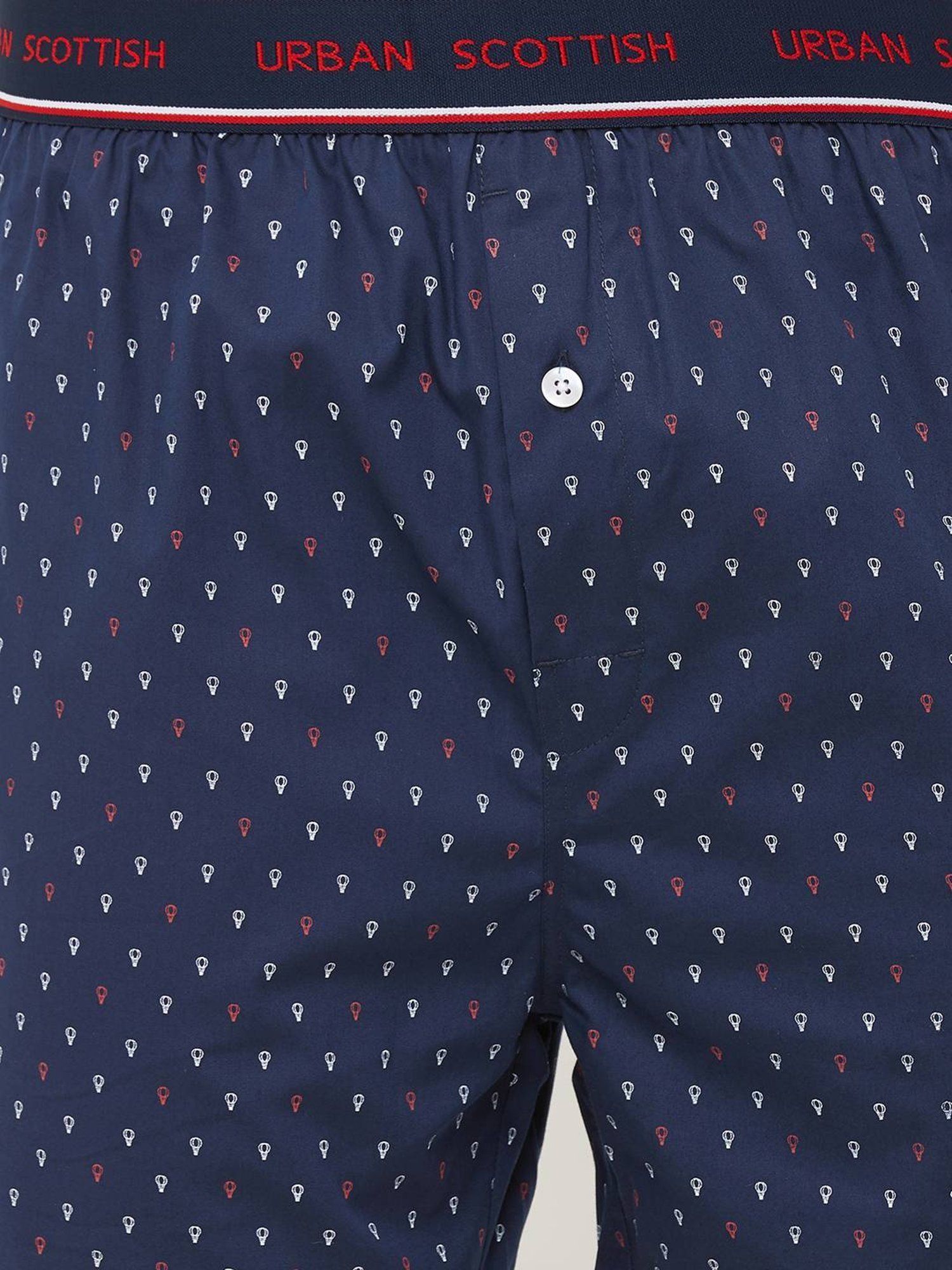 Urban Scottish White & Navy Regular Fit Printed Boxers - Pack Of 2
