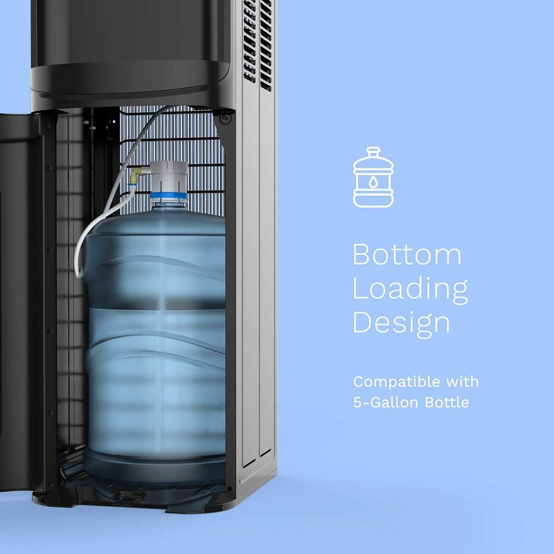 Home Labs Bottom Loading Water Dispenser in Silver and Black
