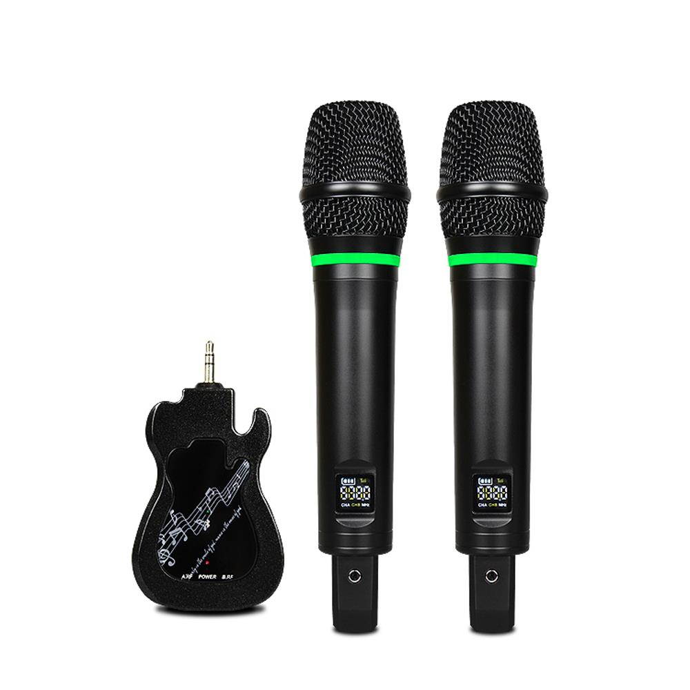Wireless Dual Microphone Electrit Condenser Microphone Handy Microphone