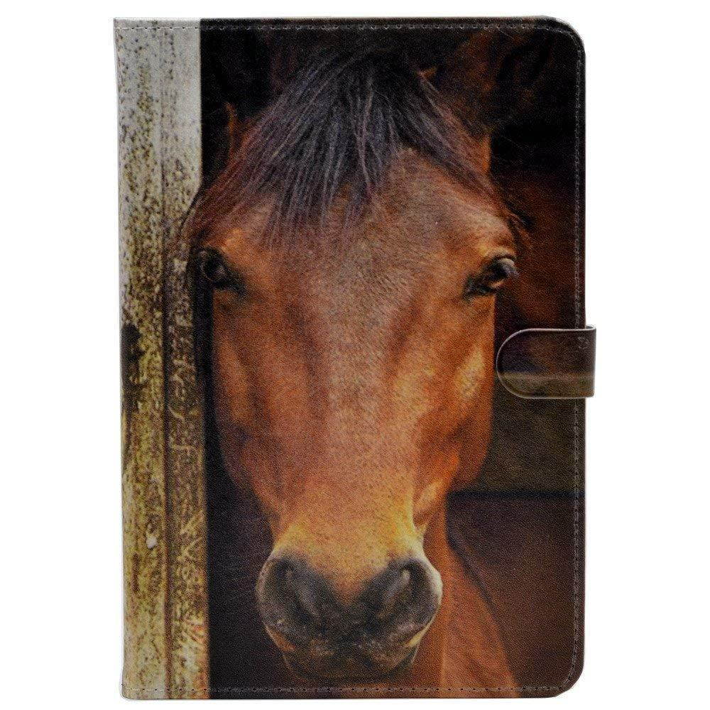 iPad 2017/2018 iPad 9.7 inch Case, Unique Close-up Horse's Face Pattern Leather Flip Stand Case Cover Apple iPad 9.7-inch