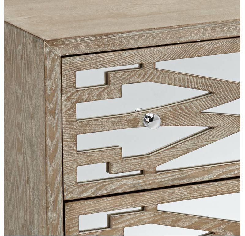 55 Downing Street Rowan 34" Wide Mirrored and Whitewash 3-Drawer Accent Chest