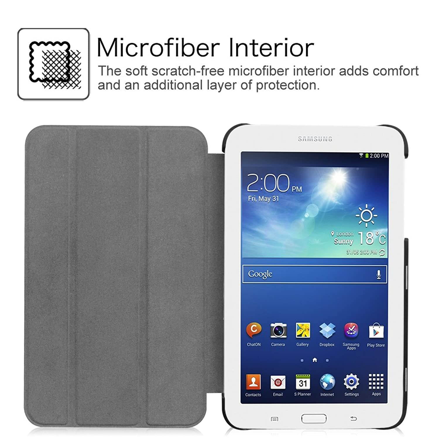 Fintie Slim Shell Case for Samsung Galaxy Tab E Lite 7.0 - Ultra Lightweight Protective Stand Cover for Galaxy Tab E Lite 7.0 SM-T113/Tab 3 Lite 7.0 SM-T110/SM-T111 7-Inch Tablet, Black