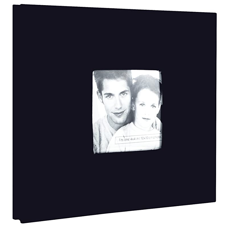 MBI 9.6x8.5 Inch Fashion Fabric Scrapbook Album with 8x8 Inch Pages with Photo Opening, Black (802810)