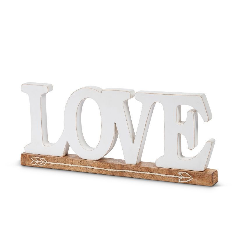Lone Elm Studios Set of 2 White Mango Wood "Home" and "Love" Signs