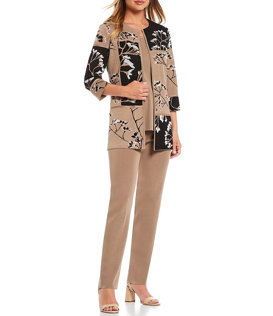 Misook 3/4 Sleeve Floral Colorblock Jacket