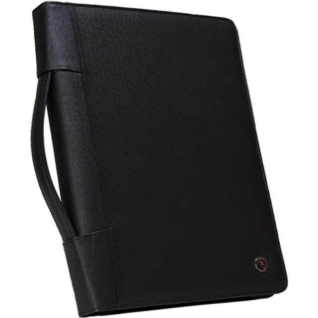 caseit executive zippered padfolio with removable 3ring binder and letter size writing pad, black, pad40