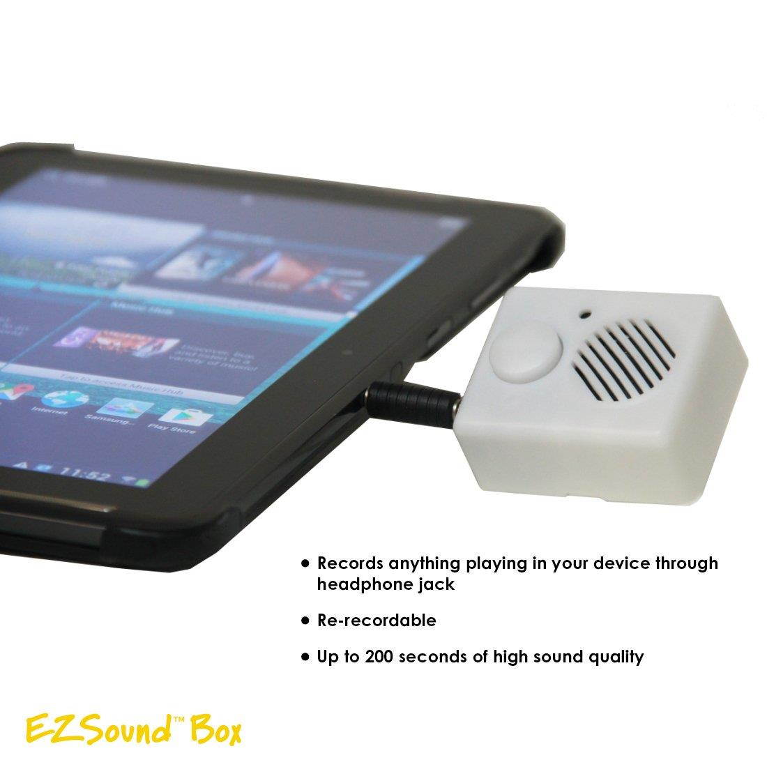 EZSound Box - Front Play Button for Personal Messages, Favorite Tunes, Stuffed Toys, Science Projects, Hobbies, Craft Projects, Talking Displays, etc - 200 seconds - Rerecordable thru Audio Port