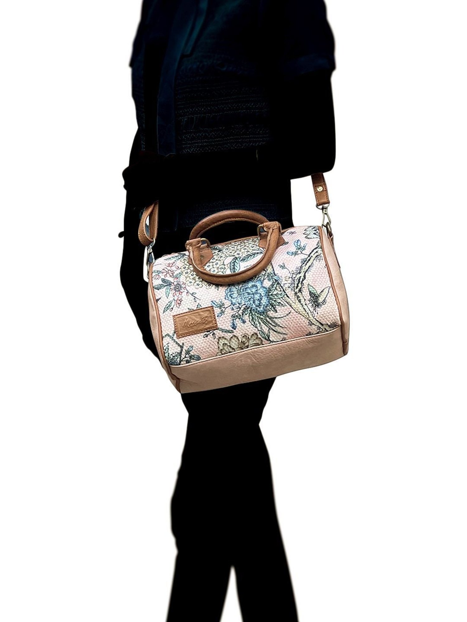 Mona B Pink Printed Medium Handbag