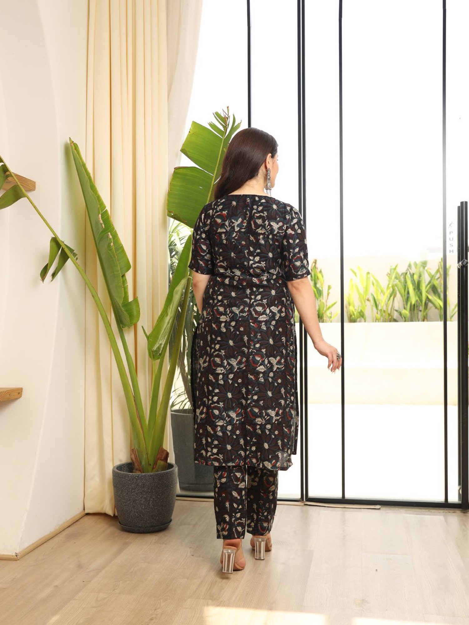 Asrumo Midnight Zari Charm Chanderi handblock fabric suit set