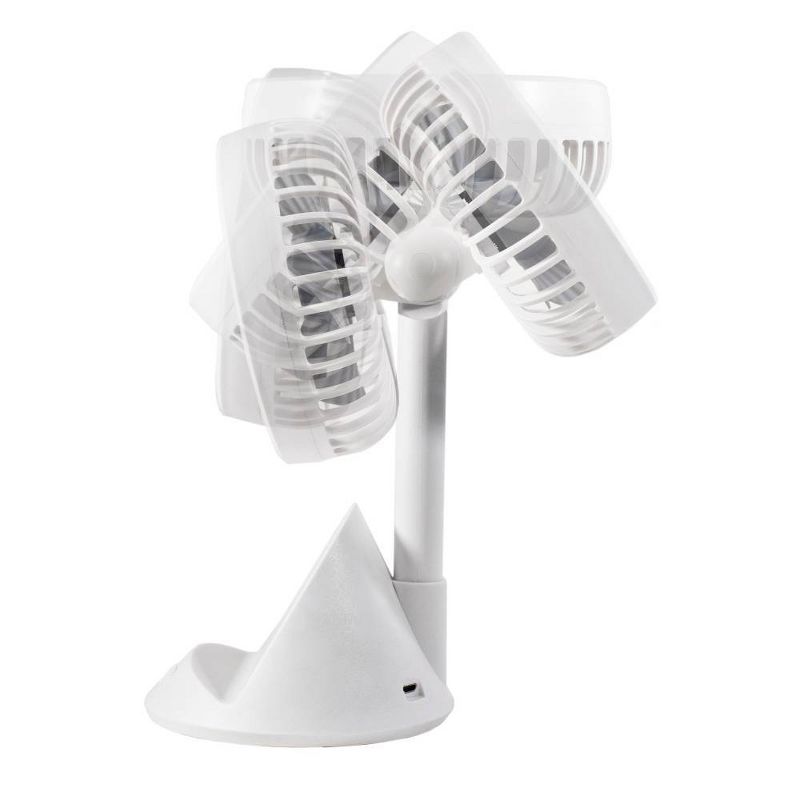 Comfort Zone Rechargeable Fan with Wireless Charger White