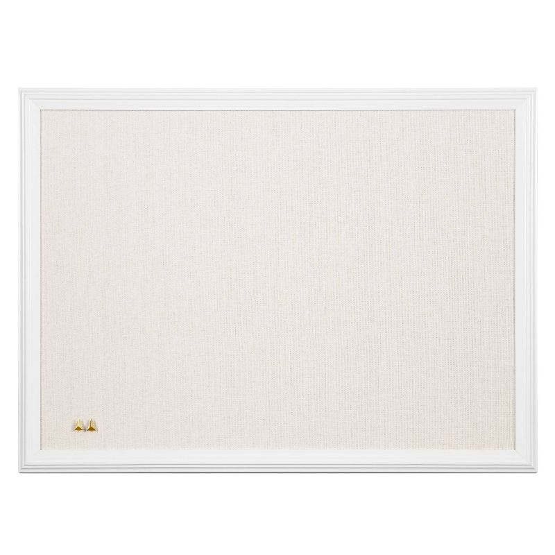 U Brands 24"x18" Linen Bulletin Board White Decor Frame