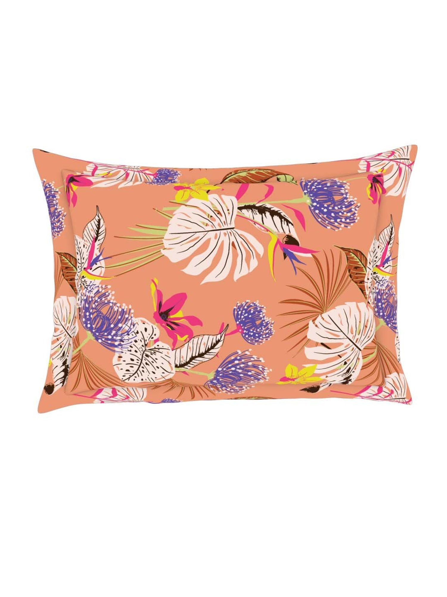 SWHF Orange & White Cotton 114 TC Double Bedsheet Sets