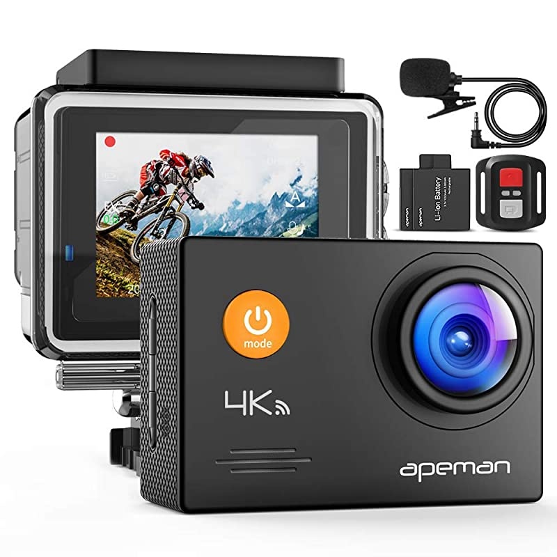 A79 Action Camera 4K 20MP WiFi External Microphone 2.4G Remote Control Underwater Waterproof 40M Sports Vlog Webcam Camcorder with 2 Rechargeable Batteries and Accessories Kits