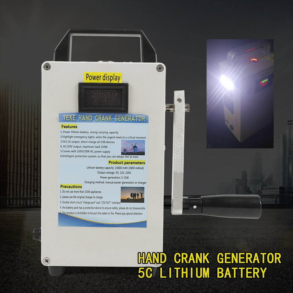 Manual Hand Crank Generator 150W Portable Emergency Power Supply Energy Inverter