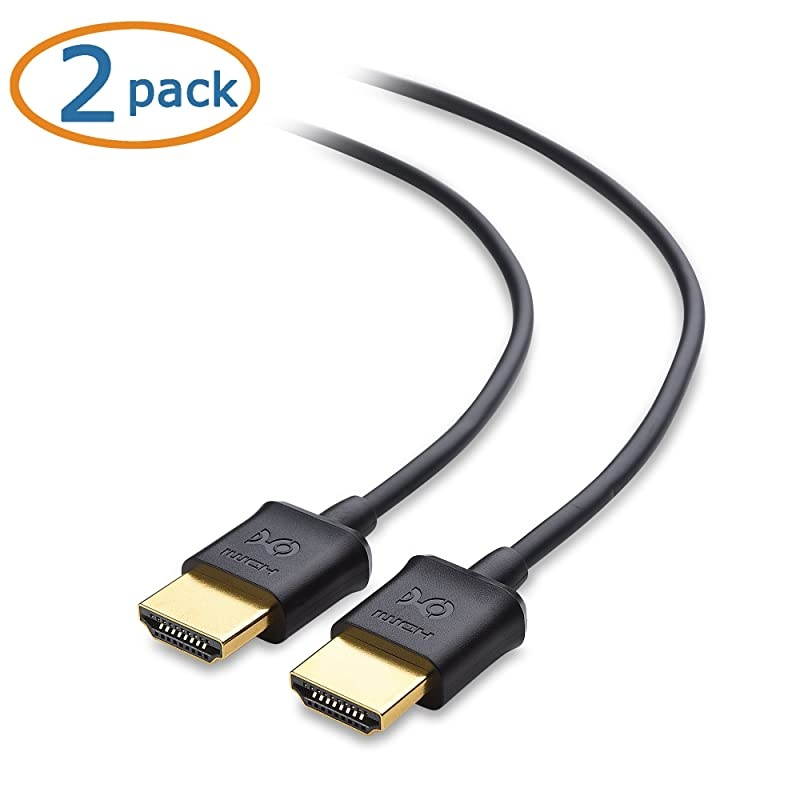 2Pack Ultra Thin HDMI Ultra Slim HDMI 4K Rated with Ethernet 10 Feet