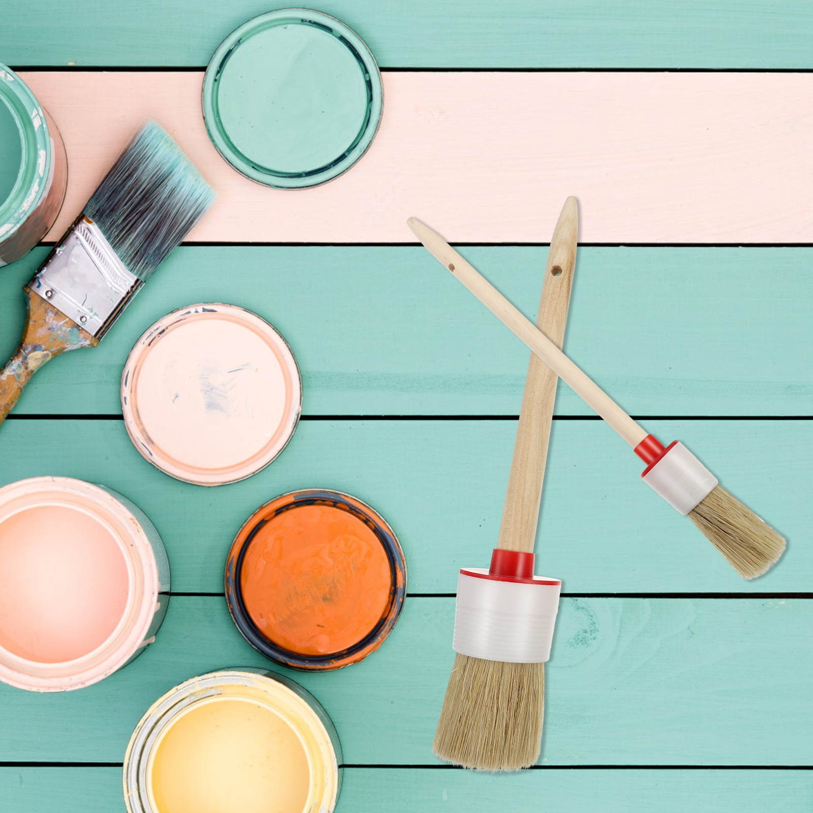 4pcs/set Wooden Handle Paint Brushes Varnish Brushes Home Cleaning Brush