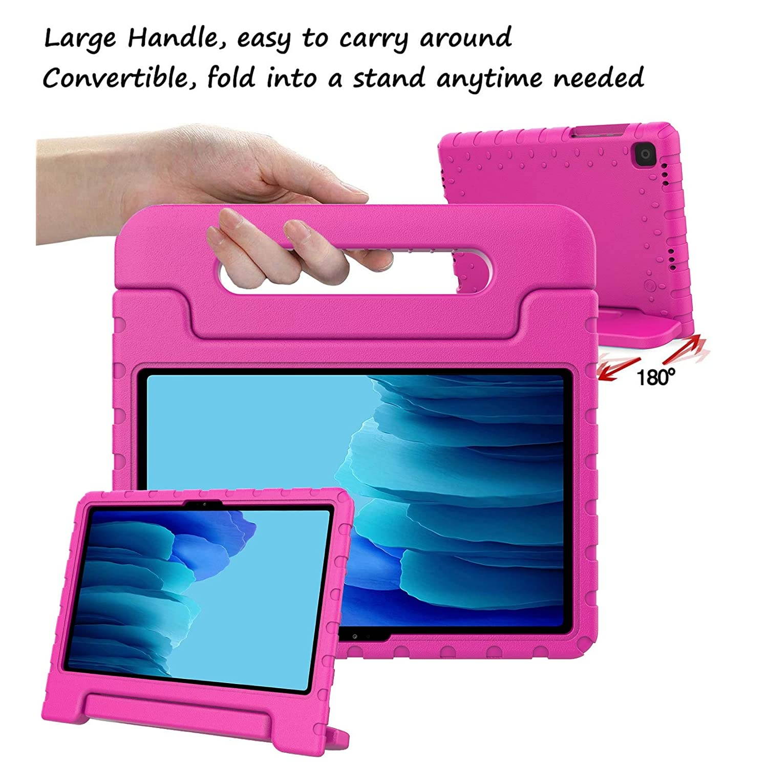 LTROP Kids Case for Samsung Galaxy Tab A7 2020, Samsung Galaxy Tab A7 10.4 Case, Galaxy Tab A7 2020 Case, Shockproof Handle Stand Case for Samsung Tab A7 10.4" 2020 (SM-T500/ T505/ T505N/ T507), Rose