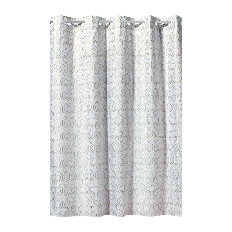 Geo Shower Curtain with Fabric Liner Gold - Hookless