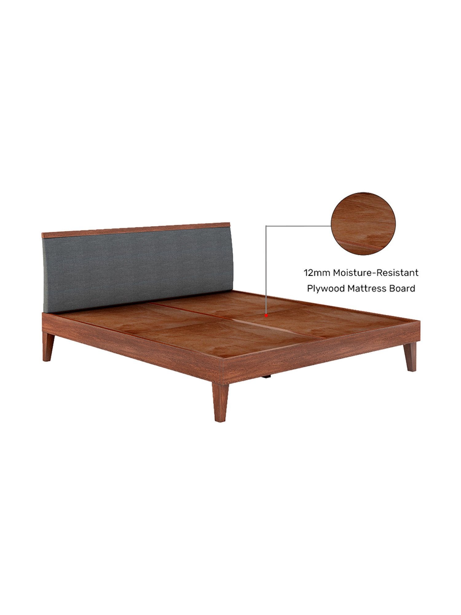 Pure Garren Solid Wood King Size Bed in Brown Finish