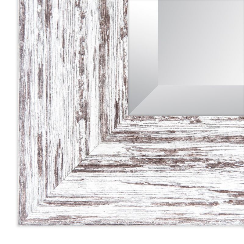 16"x20" Distressed Scoop Framed Beveled Wall Accent Mirror White - Gallery Solutions