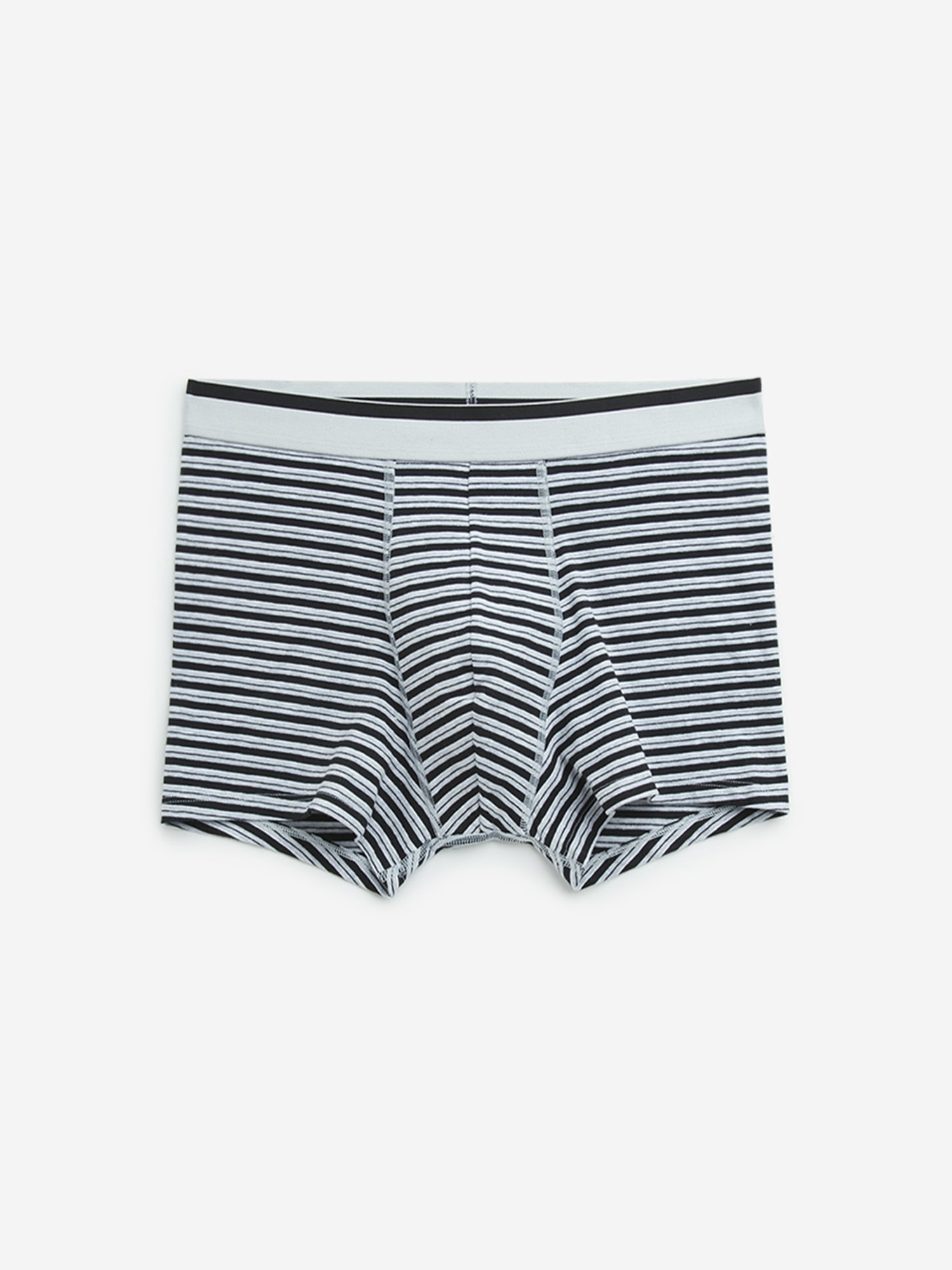 WES Lounge by Westside Grey Striped Cotton Blend Trunks - Pack of 3