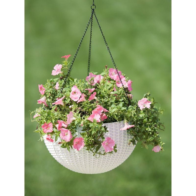 Weave Self-Watering Hanging Basket, 14 Inch - White - Gardener's Supply Company