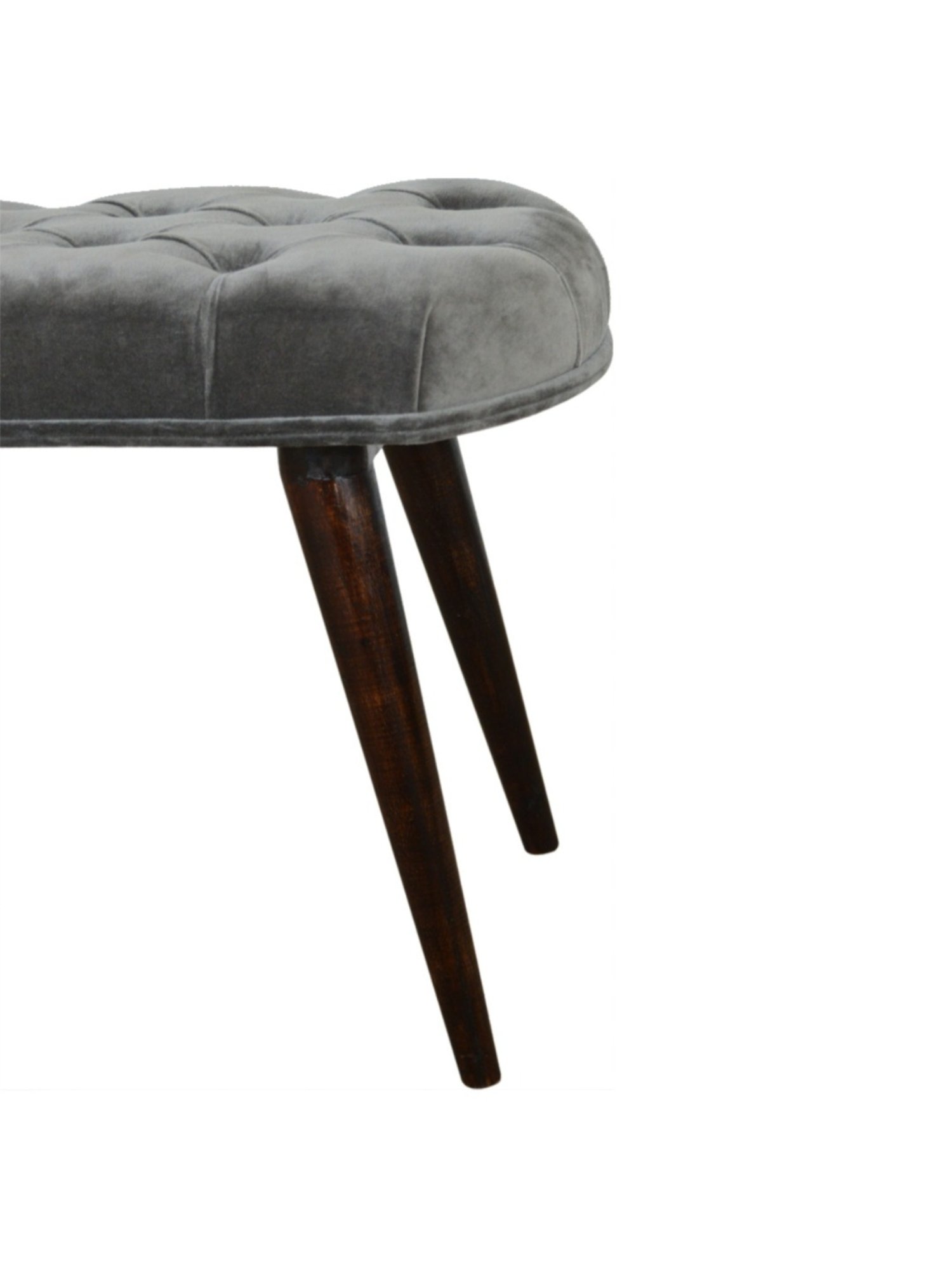 Artisan Furniture Black & Grey Cotton Velvet Deep Button Bench