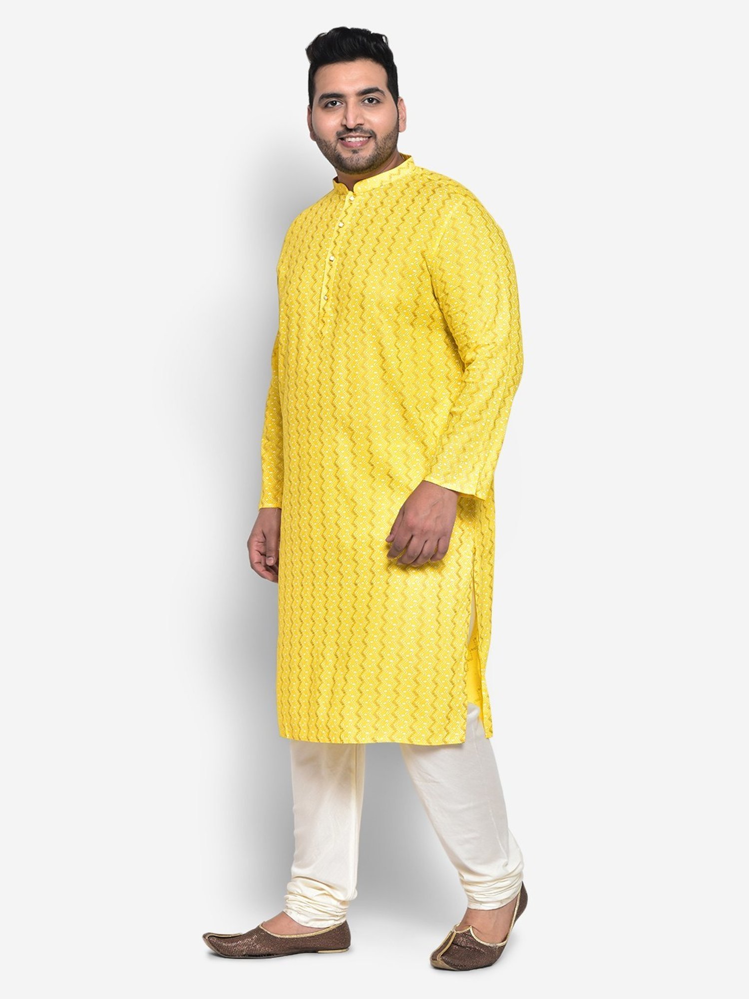 Manthan Fawn & White Regular Fit Kurta
