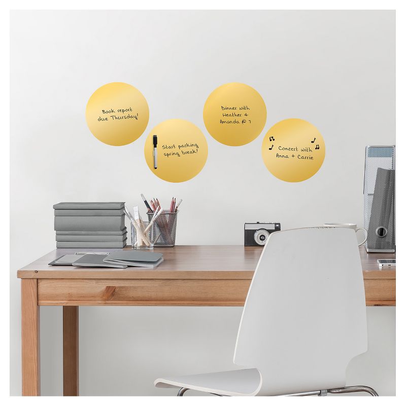 Wall Pops!  Dry Erase Board Circle Decals 4ct - Gold