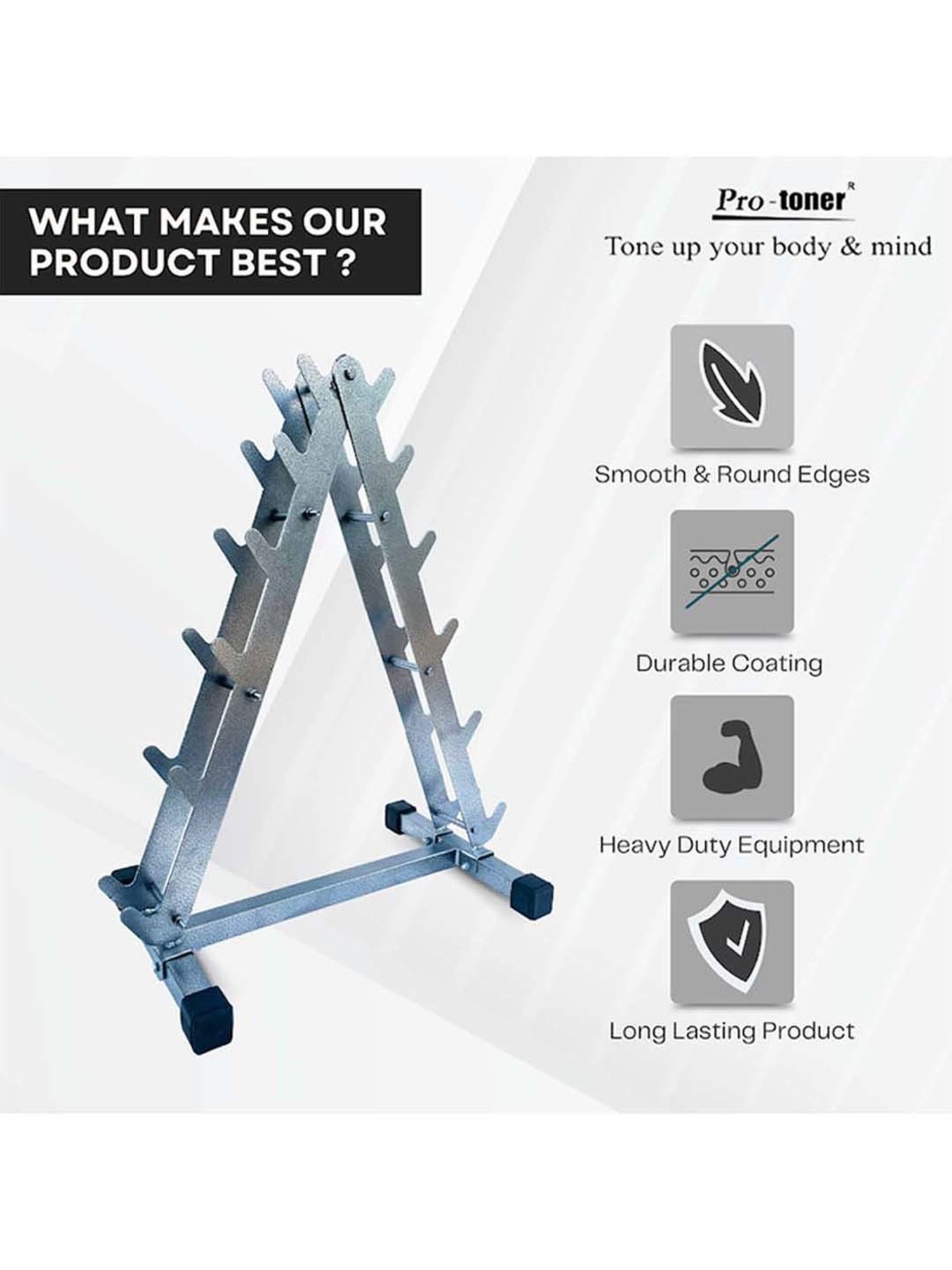 Protoner Multipurpose Weight Rack (Silver) Size - 87.4x15.8