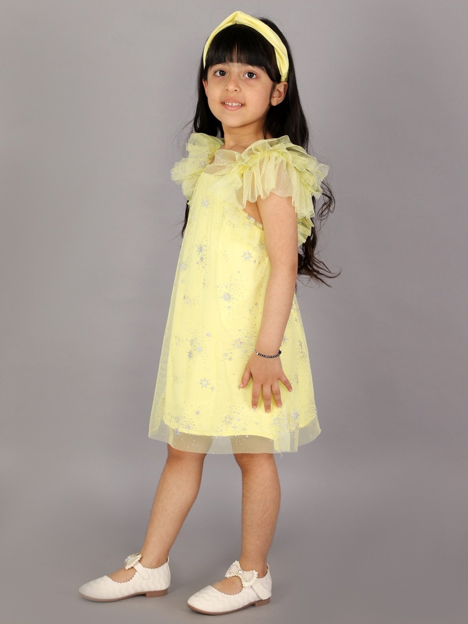 Peppermint Kids Black & White Printed Full Sleeves Dress