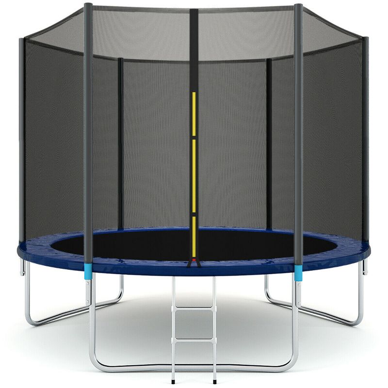 Costway 14 Ft Multicolored Trampoline Recreational Exercise w/ Safety Net Ladder