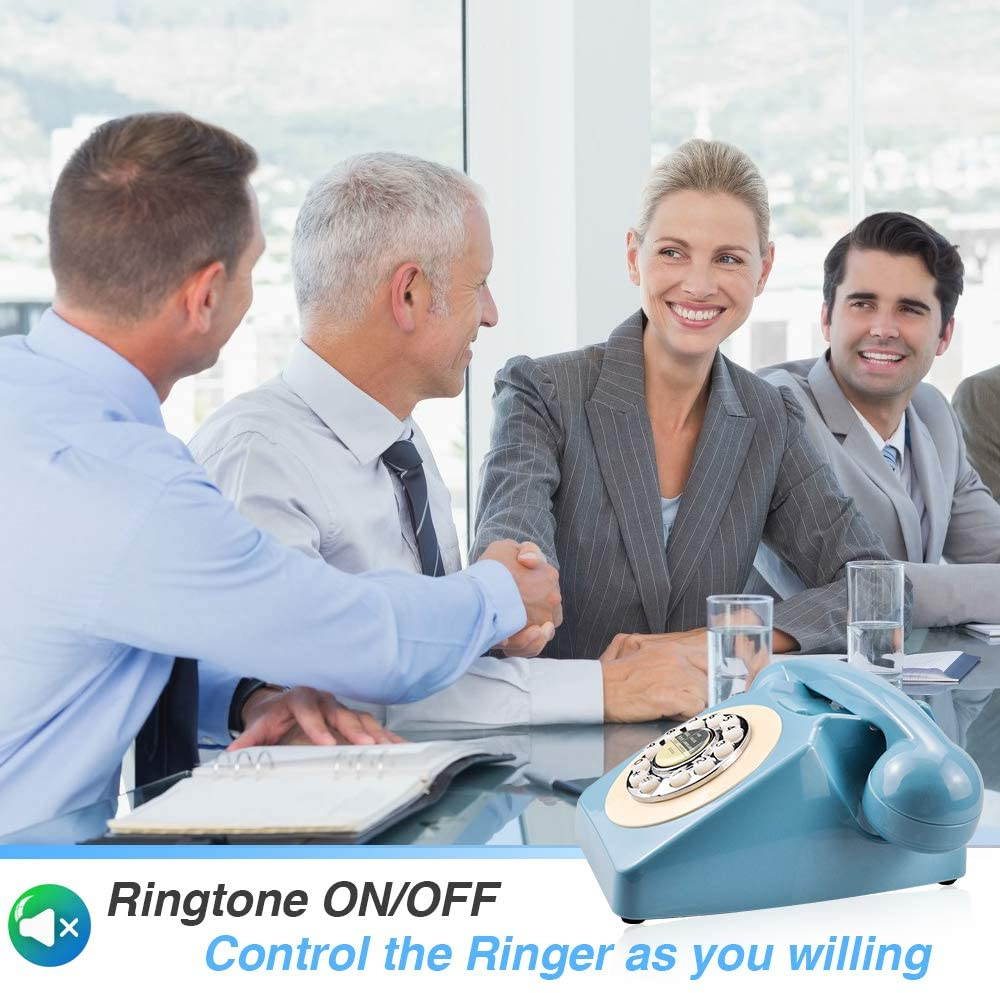 Rotary Design Retro Landline Phone for Home,Old Fashioned Corded Telephone with Classic Metal Bell Push Button Technology