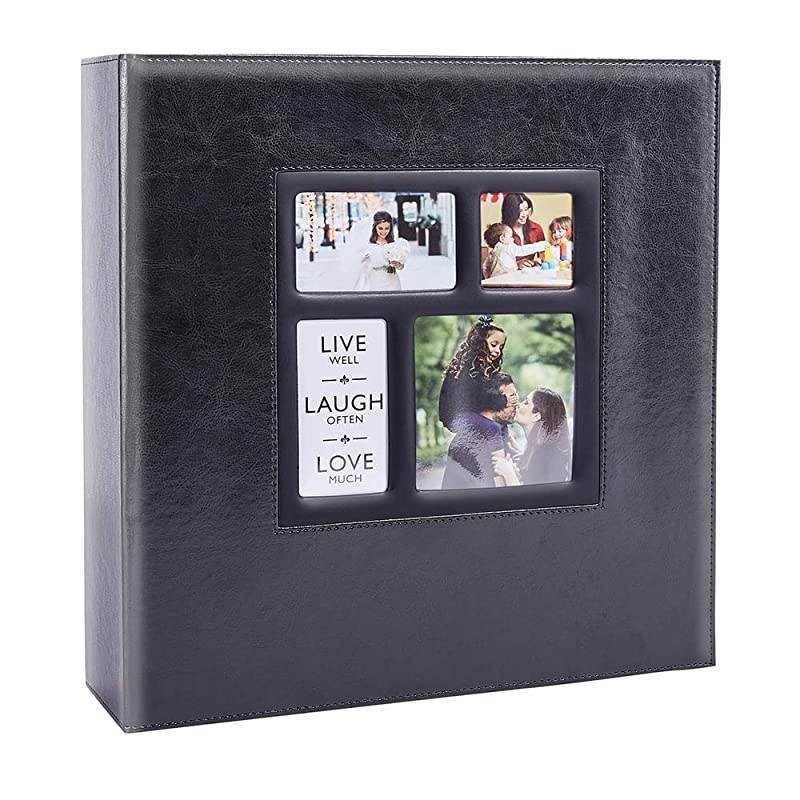 Photo Album 4x6 800 Photos Large Capacity Wedding Family Leather Cover Picture Albums Holds Horizontal and Vertical 4x6 Photos with Black Pages Black