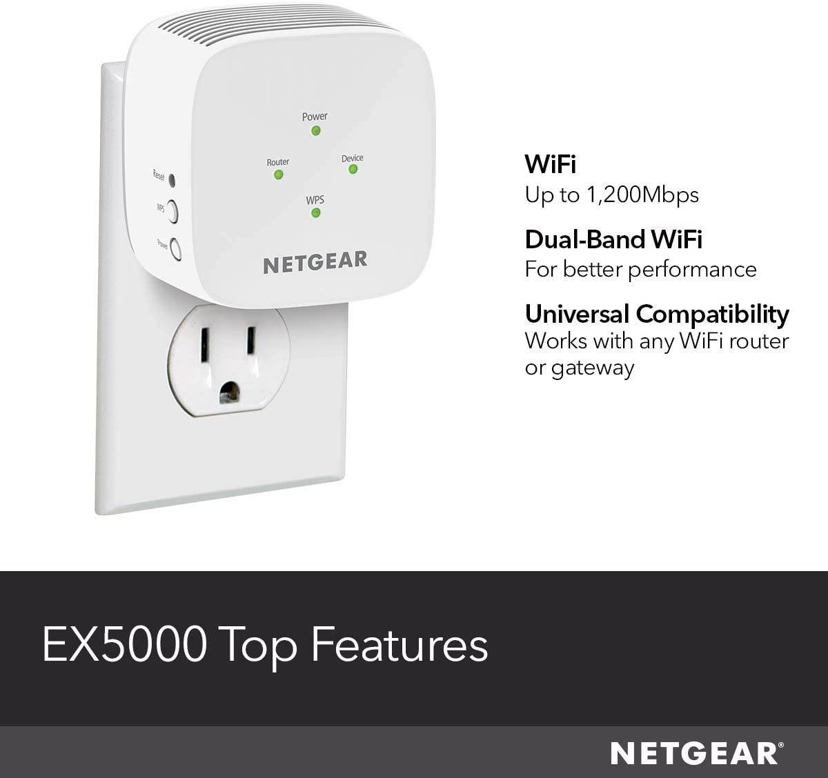 NETGEAR WiFi Range Extender EX5000 - Coverage up to 1500 Sq.Ft. and 25 Devices