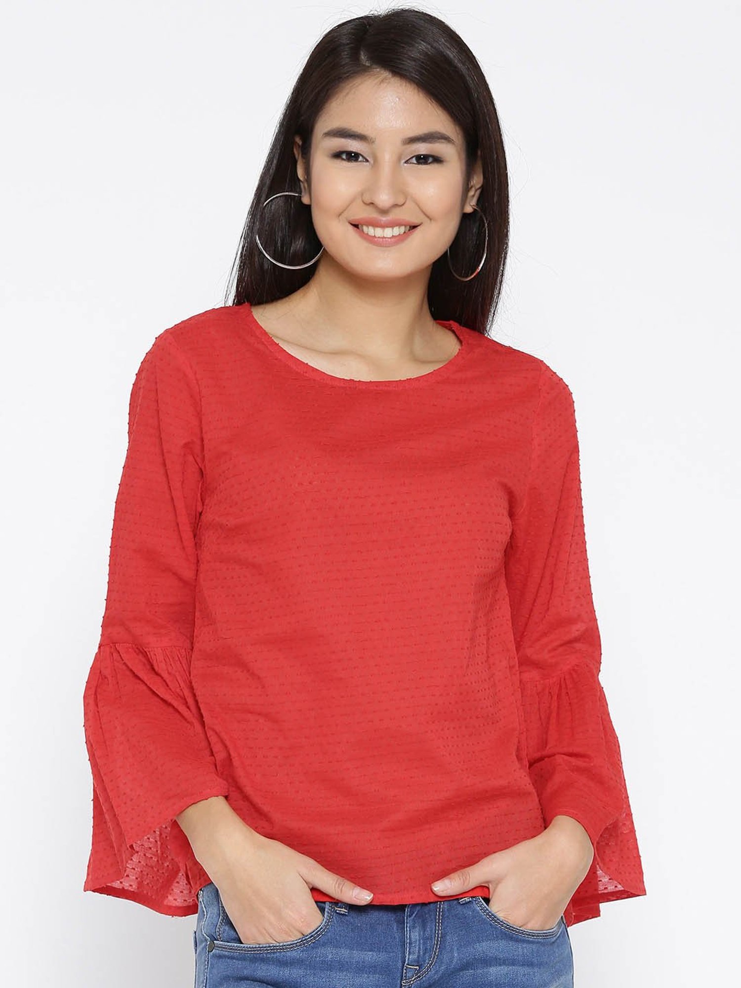 Sera Red Printed Top