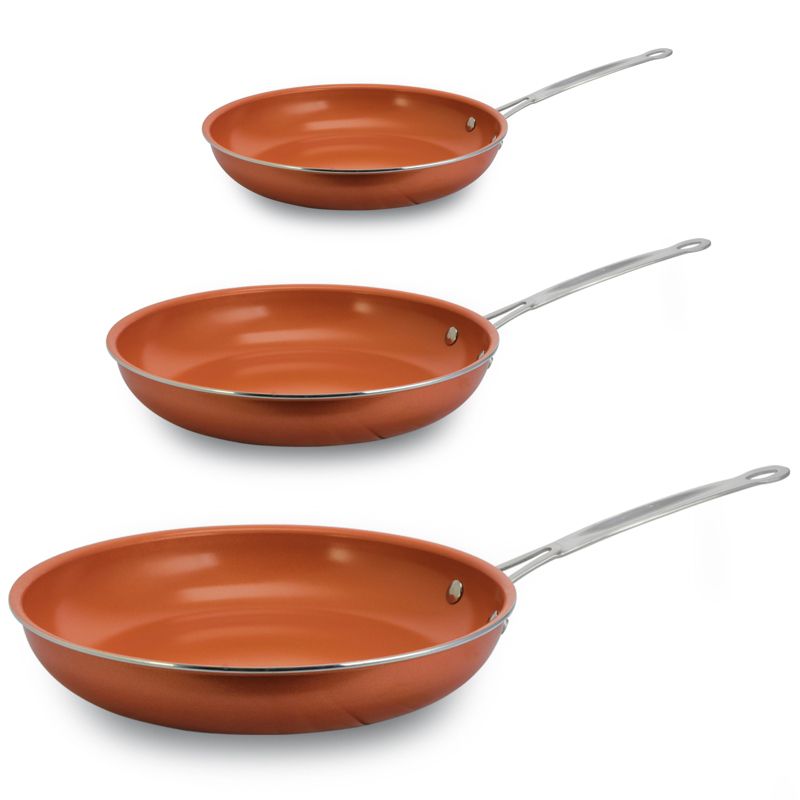 Better Chef 3 Piece Ceramic Coated Fry Pan Set in Copper